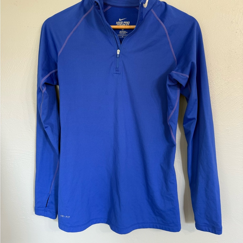 Women’s Nike Pro Combat Blue Half-Zip Top